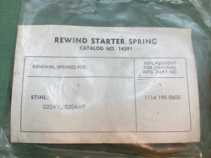 NEW REPLACES STIHL 1114-190-0600 STARTER SPRING 14391