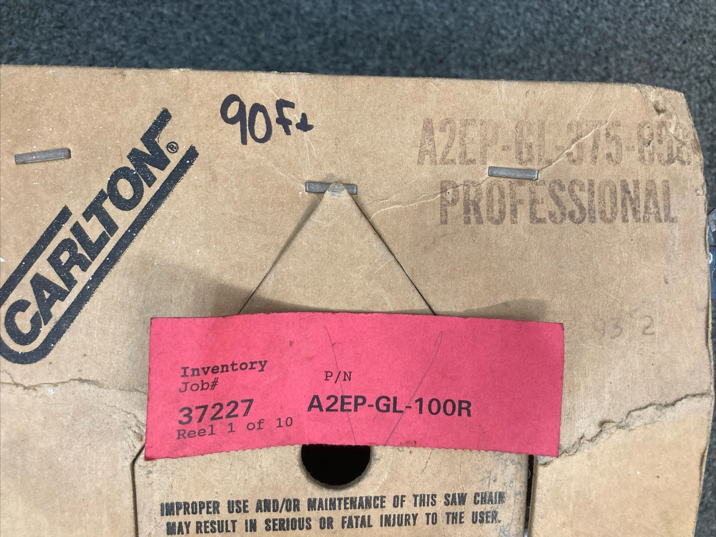 NEW GENUINE CARLTON A2EP-GL-100R 90' CHAINSAW CHAIN ROLL 3/8, 058 Semi Chisel