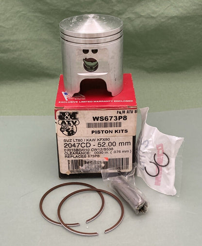 NEW WISECO WS673P8 SUZ LT80/KAW FX80 PISTON KIT 2047CD - 52.00MM