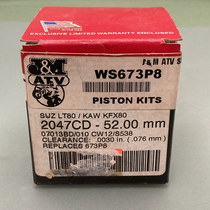 NEW WISECO WS673P8 SUZ LT80/KAW FX80 PISTON KIT 2047CD - 52.00MM