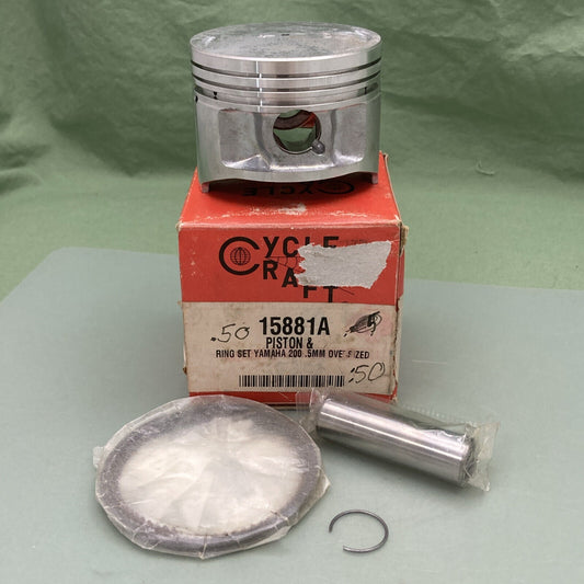 NEW GENUINE CYCLE CRAFT 15881A YAMAHA 200 .55MM OVERSIZED PISTON & RING SET