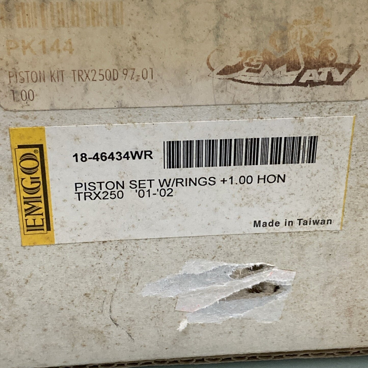 NEW EMGO PK144 1.O0 HON TRX250 01-02 PISTON SET WITH RINGS 18-46434WR