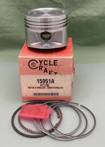 NEW GENUINE CYCLE CRAFT 15951A .75MM OVERSIZED PISTON KIT ATC185 NO PIN