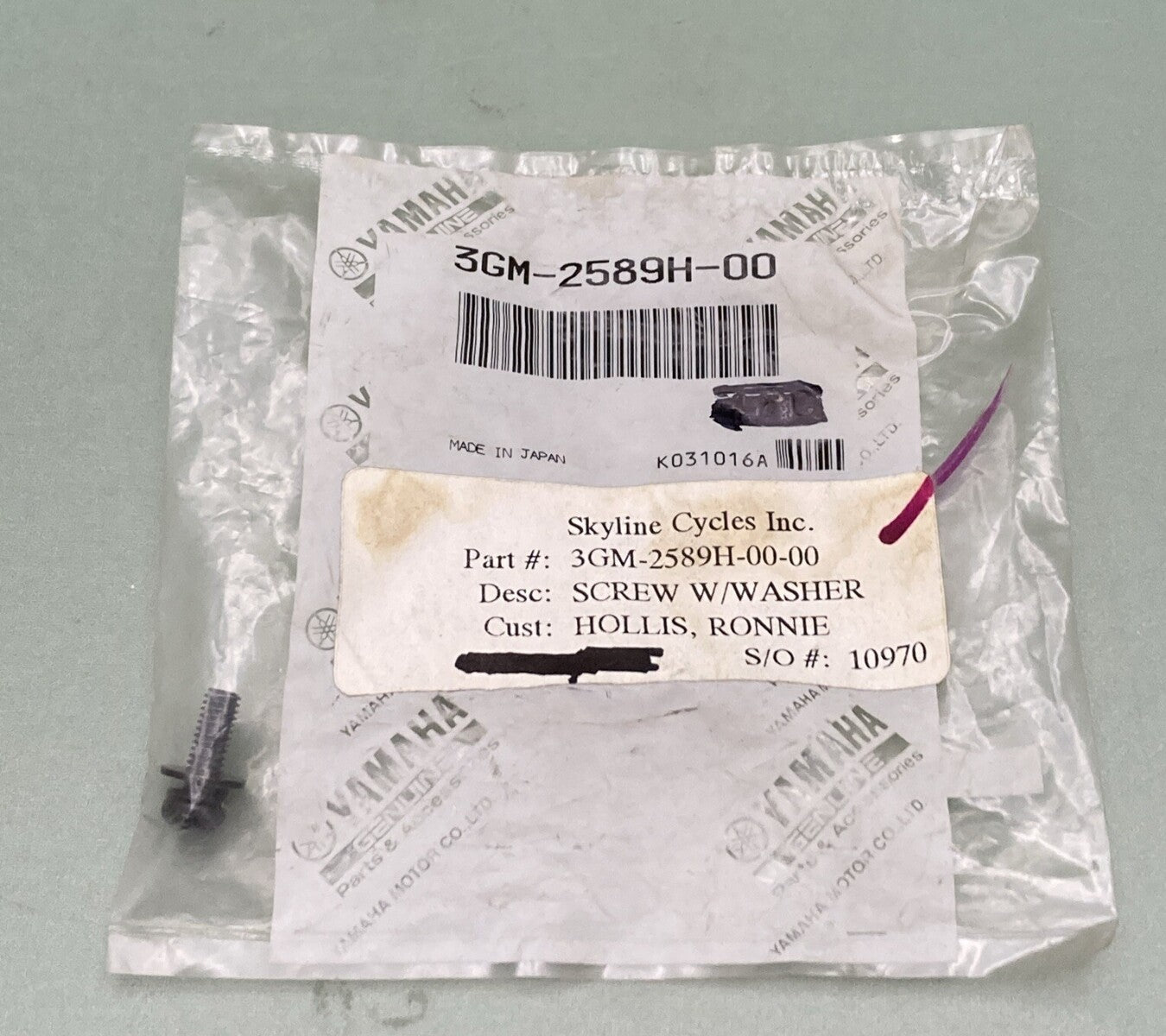 NEW GENUINE YAMAHA 3GM-2589H-00 FRONT MASTER CYLINDER 1 Screw W/washer