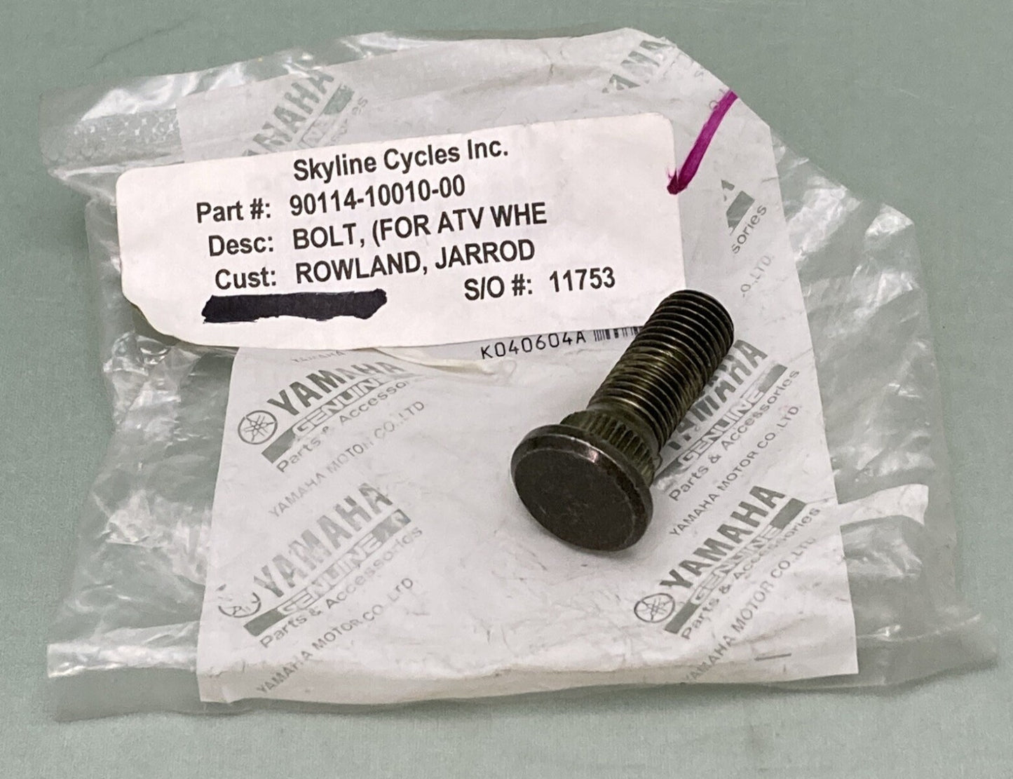 NEW GENUINE YAMAHA 90114-10010-00 REAR WHEEL Bolt, Serration