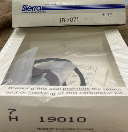 NEW GENUINE SIERRA 18-7071 CARBURETOR KIT SUPERCEDES 1397-3458, 380186