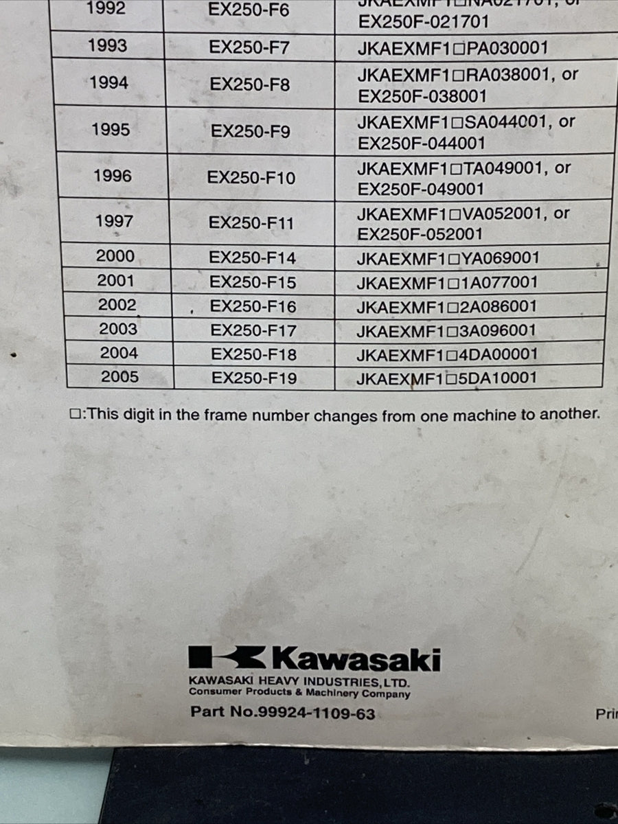 GENUINE KAWASAKI 99924-1109-63 SERVICE MANUAL NINJA 250R, GPX 250R