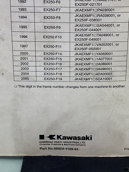 GENUINE KAWASAKI 99924-1109-63 SERVICE MANUAL NINJA 250R, GPX 250R