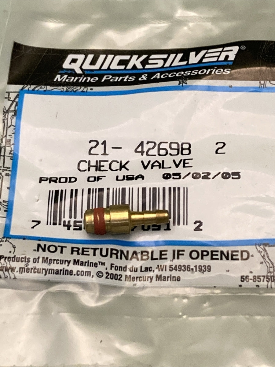NEW GENUINE MERCURY QUICKSILVER 21-42698 2 CHECK VALVE