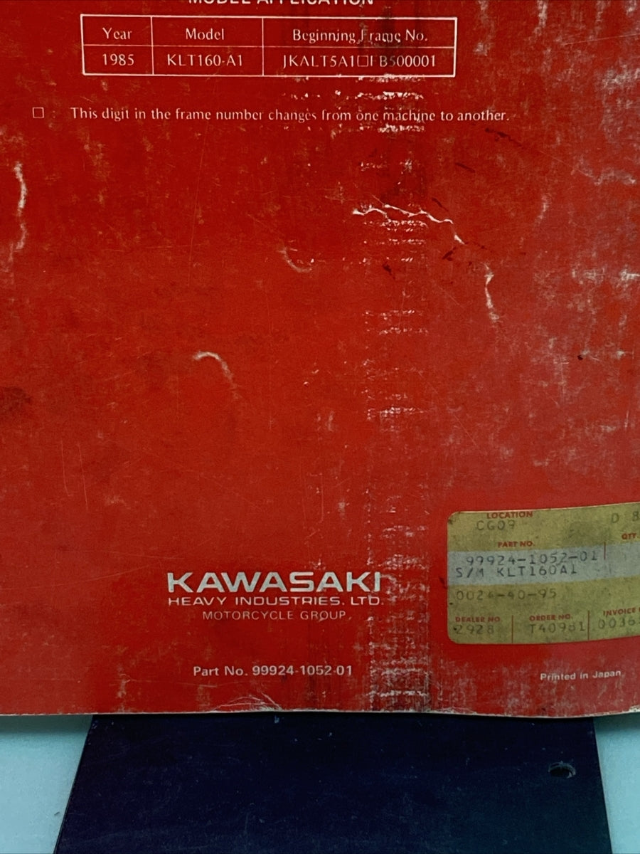 GENUINE KAWASAKI  99924-1052-01 SERVICE MANUAL KLT160