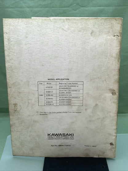 GENUINE KAWASAKI  99924-1123-51 SERVICE MANUAL SUPPLEMENT KX60 KX80 KX100