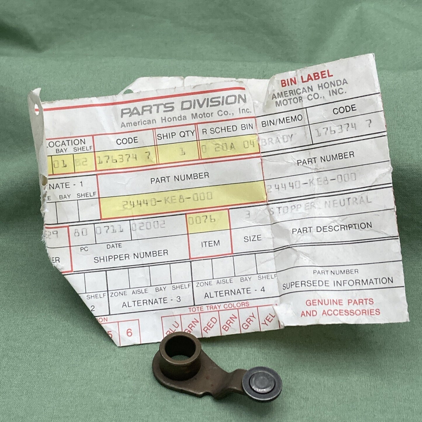 NEW GENUINE HONDA 24440-KE8-000 GEARSHIFT DRUM Stopper