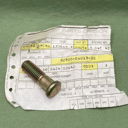 NEW GENUINE HONDA 92900-06018-0B CYLINDER HEAD - CYLINDER Bolt, Stud (6X18)