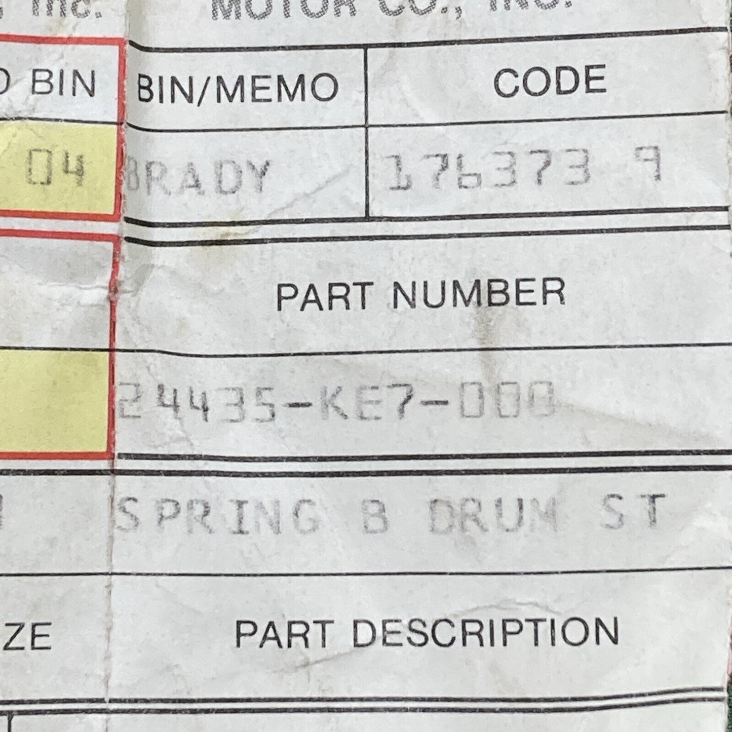 NEW GENUINE HONDA 24435-KE7-000 GEARSHIFT DRUM SPRING