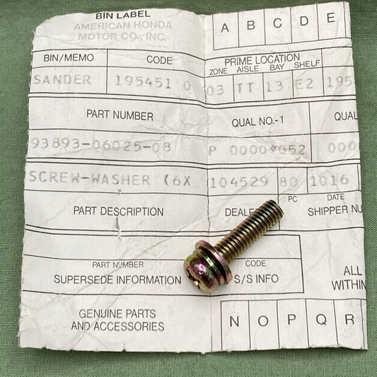 NEW GENUINE HONDA 93893-06025-08 WINDSCREEN Screw - Washer (6X25)