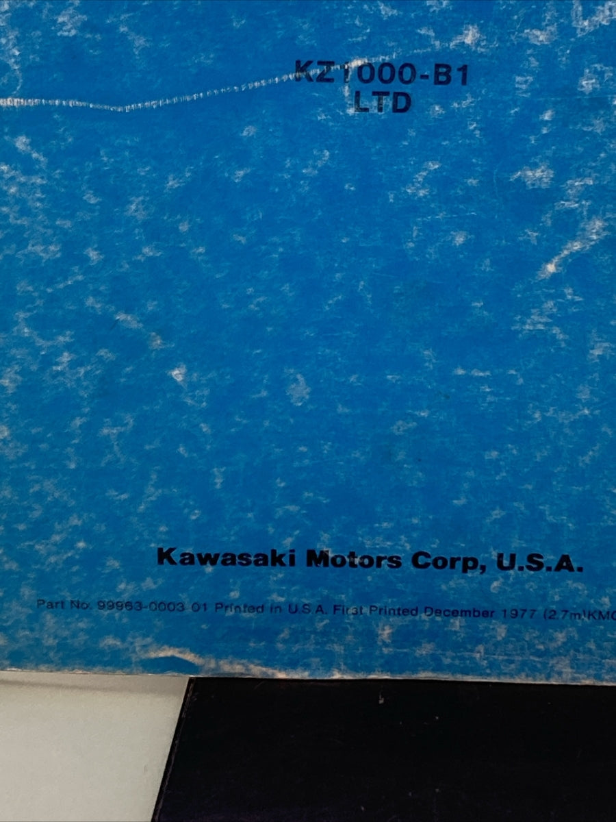 GENUINE KAWASAKI 99963-0003-01 SERVICE MANUAL SUPPLEMENT KZ1000-B1:LTD