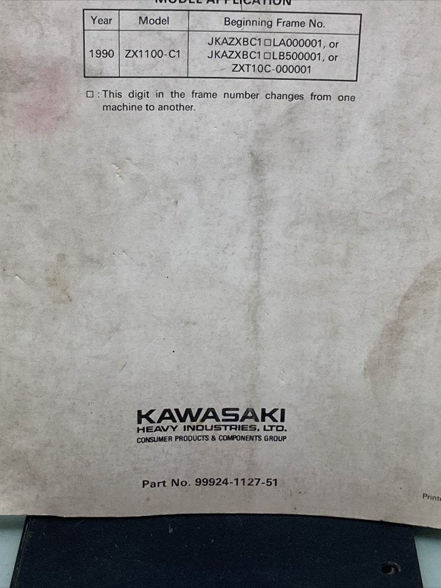 GENUINE KAWASAKI 99924-1127-51 SERVICE MANUAL SUPPLEMENT NINJA ZX-11 / ZZ-R1100