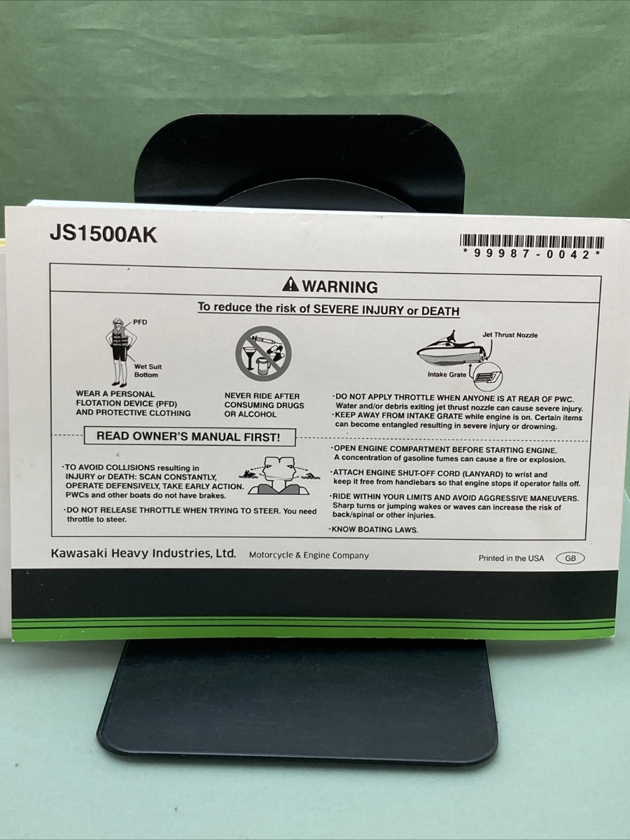 NEW GENUINE KAWASAKI 99987-0042/99968-5509 WATERCRAFT OWNER'S MANUAL JETSKI SX-R