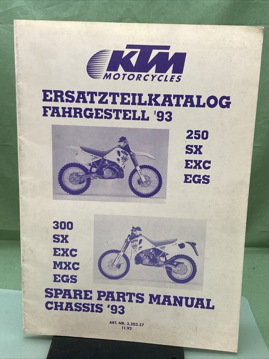 KTM MOTORCYCLES 250 SX EXC EGS 300 SX EXC MXC EGS Chassis Spare Parts Manual '93