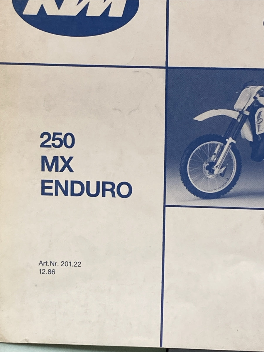 KTM MOTORCYCLES 250 MX ENDURO OWNER'S REPAIR MANUAL ART.NR.201.2212.86