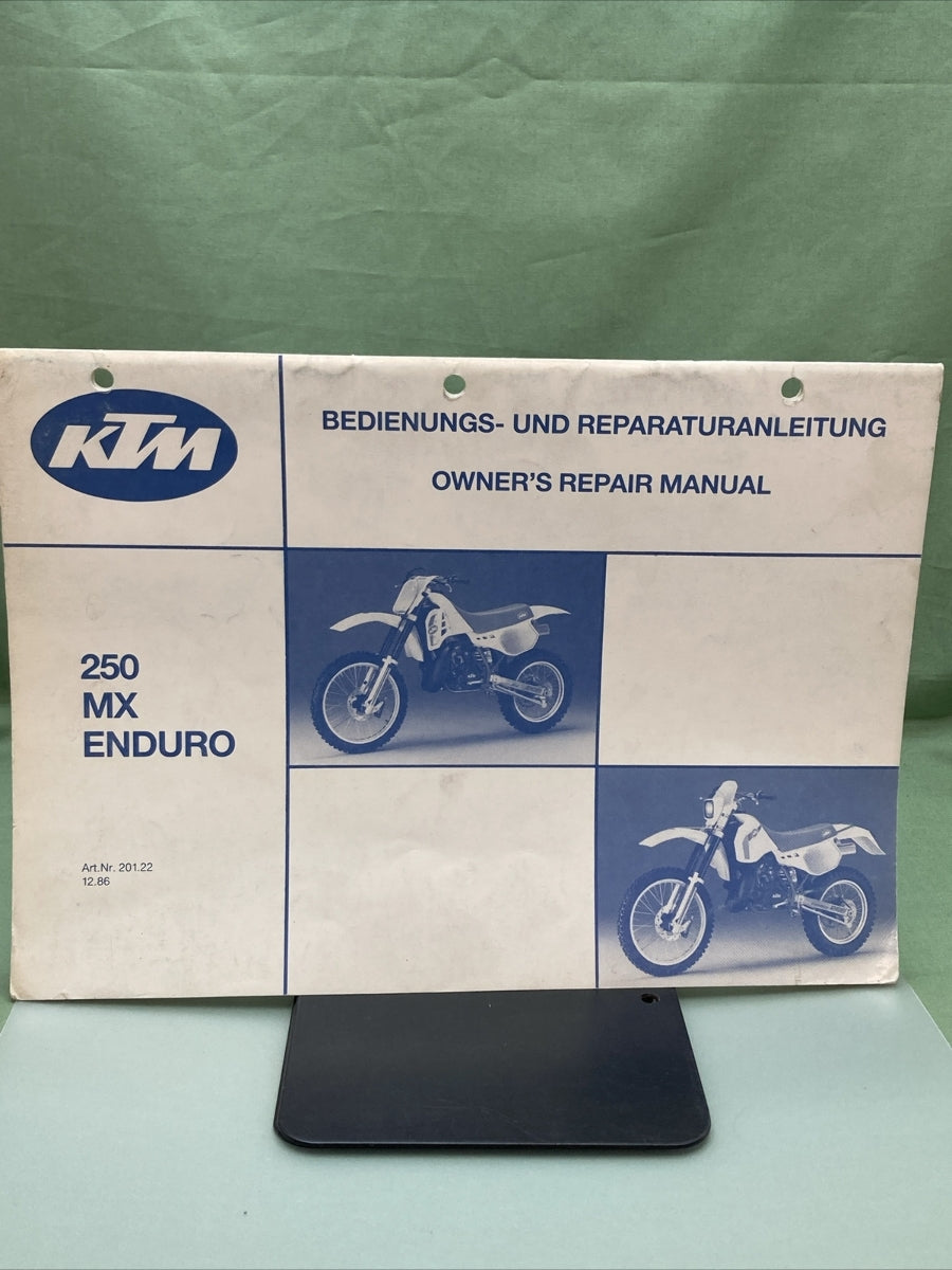 KTM MOTORCYCLES 250 MX ENDURO OWNER'S REPAIR MANUAL ART.NR.201.2212.86