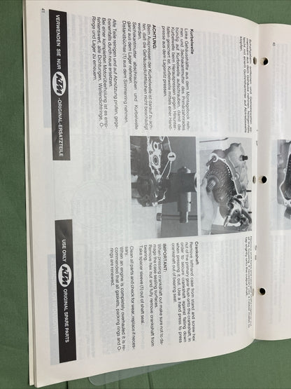 KTM MOTORCYCLES 250 MX ENDURO OWNER'S REPAIR MANUAL ART.NR.201.2212.86