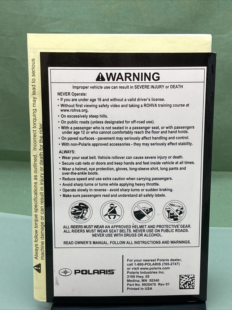 NEW GENUINE POLARIS 9925470 OWNER'S MANUAL RZR 570/RZR 570 EPS