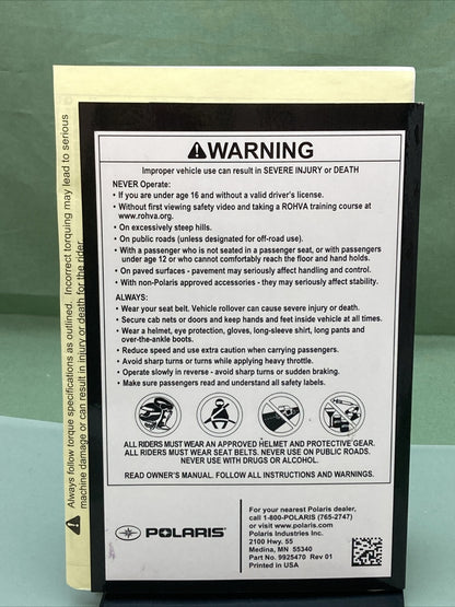 NEW GENUINE POLARIS 9925470 OWNER'S MANUAL RZR 570/RZR 570 EPS