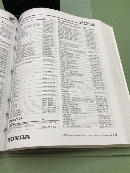 NEW GENUINE HONDA 13QRGV2 QUICK REFERENCE GUIDE VOL. 2 1997-2007