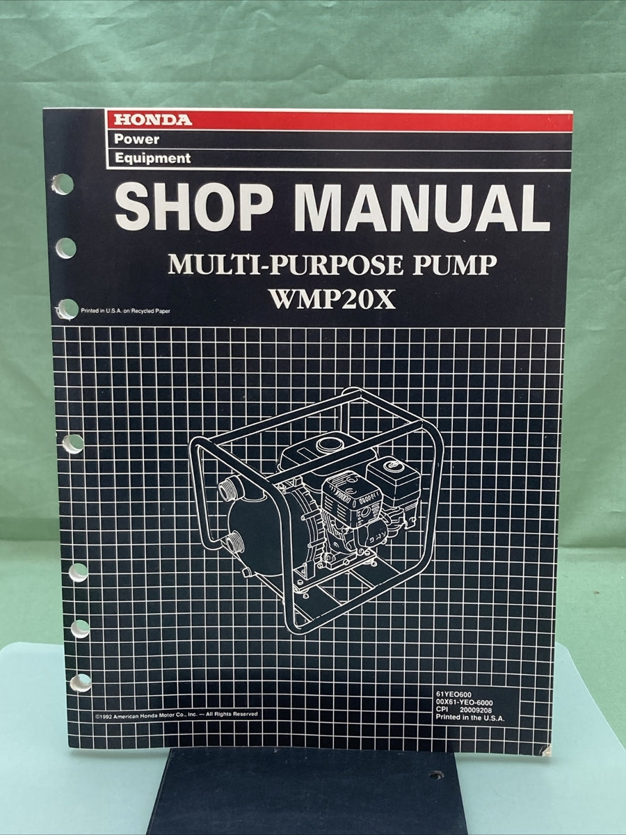 NEW GENUINE HONDA 61YEO600 MULTI-PURPOSE WATER PUMP SHOP MANUAL WMP20X