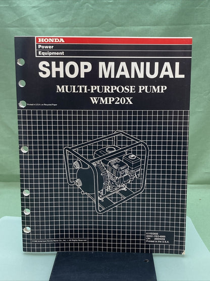 NEW GENUINE HONDA 61YEO600 MULTI-PURPOSE WATER PUMP SHOP MANUAL WMP20X