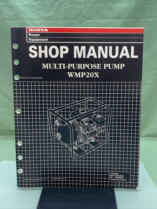 NEW GENUINE HONDA 61YEO600 MULTI-PURPOSE WATER PUMP SHOP MANUAL WMP20X