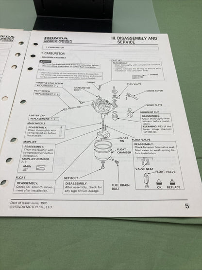 NEW GENUINE HONDA 61YB410X WATR PUMP SHOP MNUAL SUPLEMNT WB20X WB30X WD20X WD30X