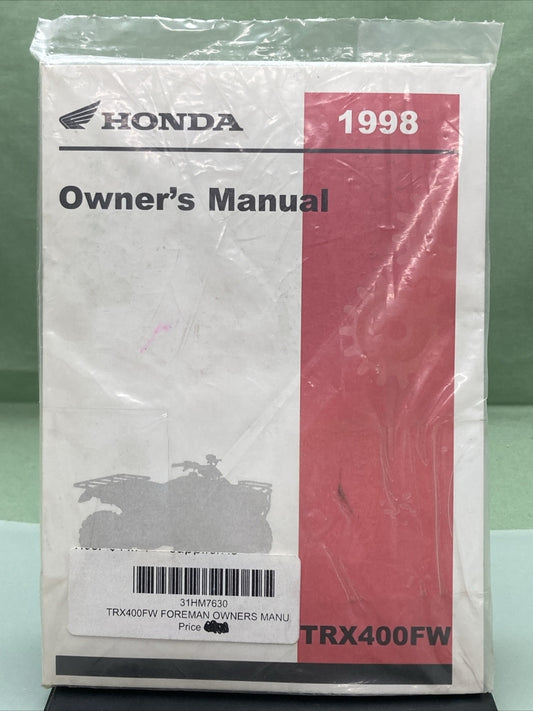 NEW GENUINE HONDA 31HM7630 TRX400FW OWNER'S MANUAL '98
