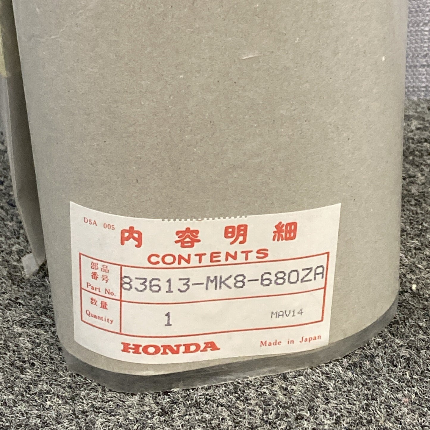 NEW GENUINE HONDA 83613-MK8-680ZA STRIPE, L. SIDE COVER (TYPE1)