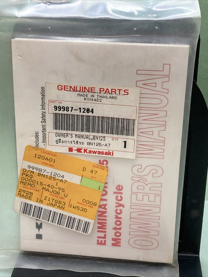NEW GENUINE KAWASAKI 99987-1204 ELIMINATOR 125 MOTORCYCLE OWNER'S MANUAL
