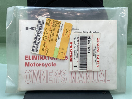 NEW GENUINE KAWASAKI 99987-1204 ELIMINATOR 125 MOTORCYCLE OWNER'S MANUAL