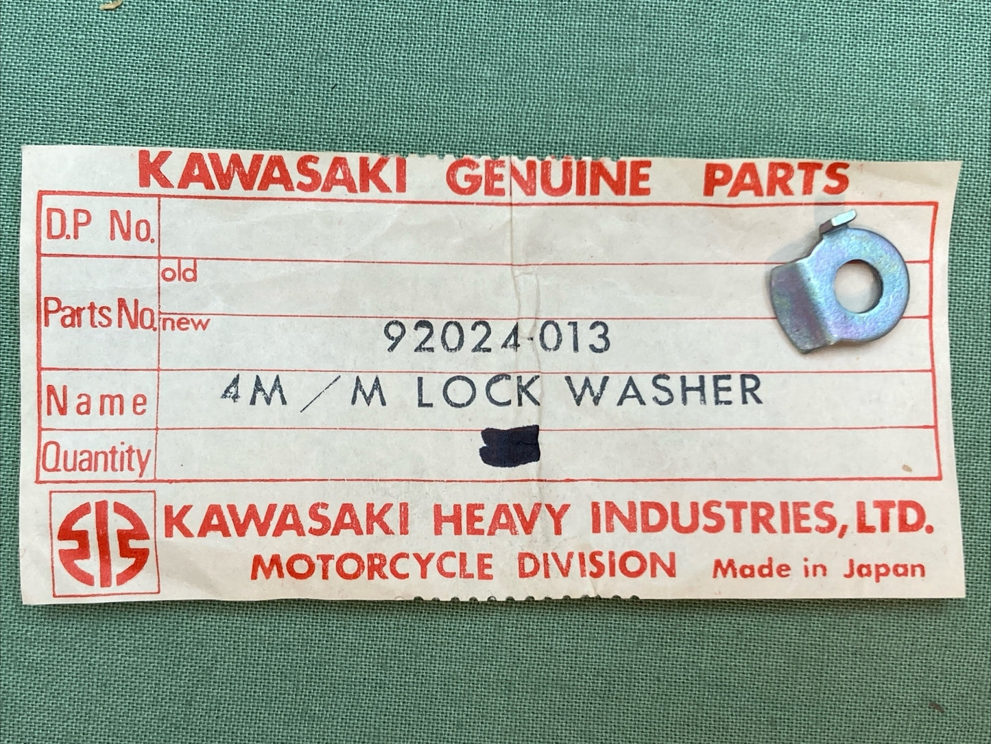 QTY 2 NEW GENUINE KAWASAKI 92024-013 WASHER LOCK 4MM