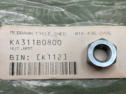NEW REPLACES KAWASAKI 311B0800 NUT,8MM SUPERSEDED 317AA0800