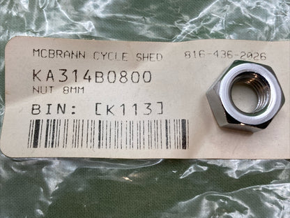 NEW REPLACES KAWASAKI 314B0800 NUT 8MM