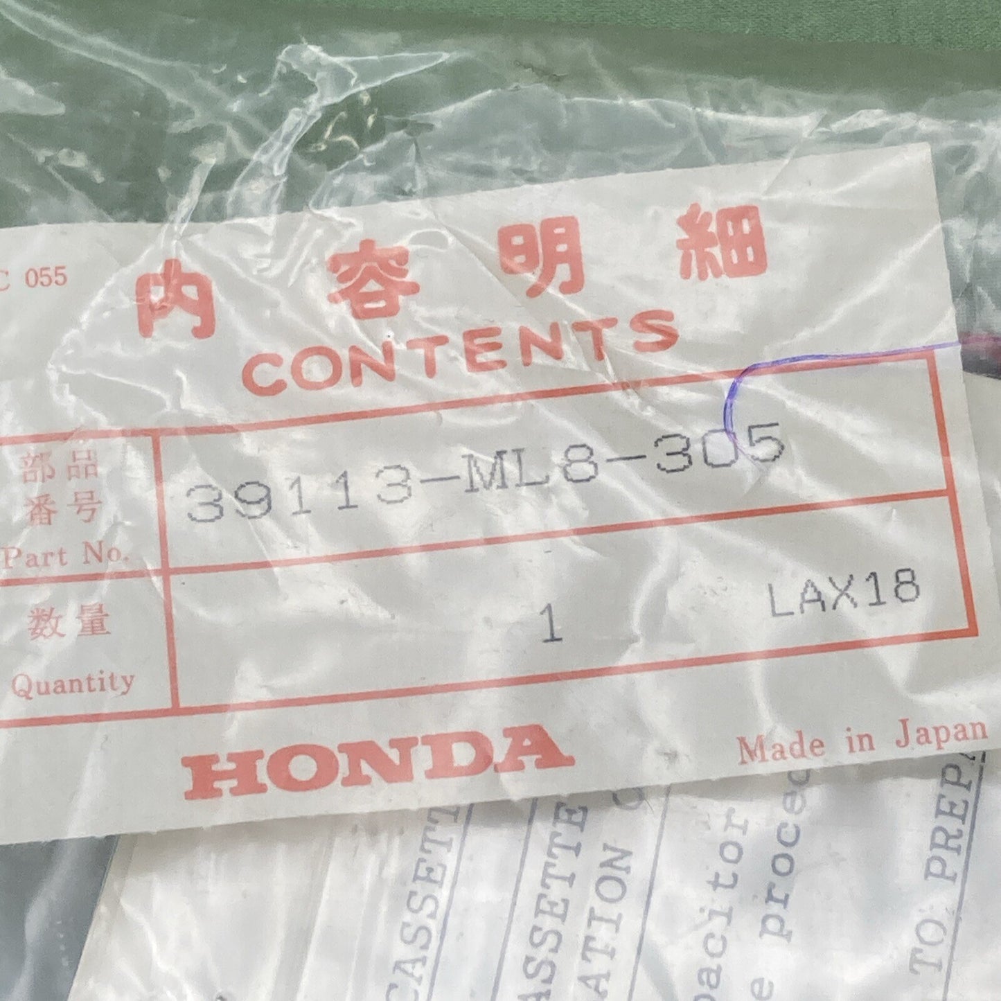 NEW GENUINE HONDA 39113-ML8-305 CONDENSER KIT, RADIO