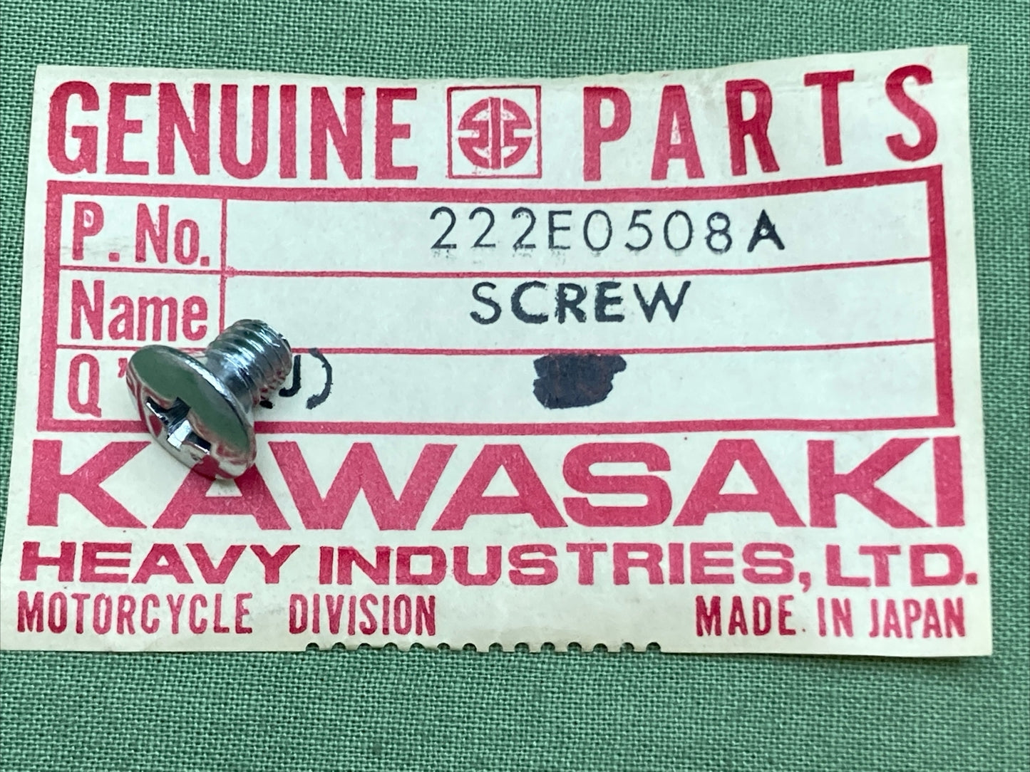 QTY 5 NEW GENUINE KAWASAKI 222E0508A SCREW OVL CNTSNK 5X8