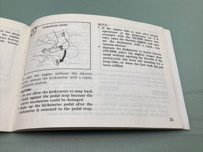 GENUINE HONDA 31GC100 NU50/NU50M OWNER'S MANUAL '82
