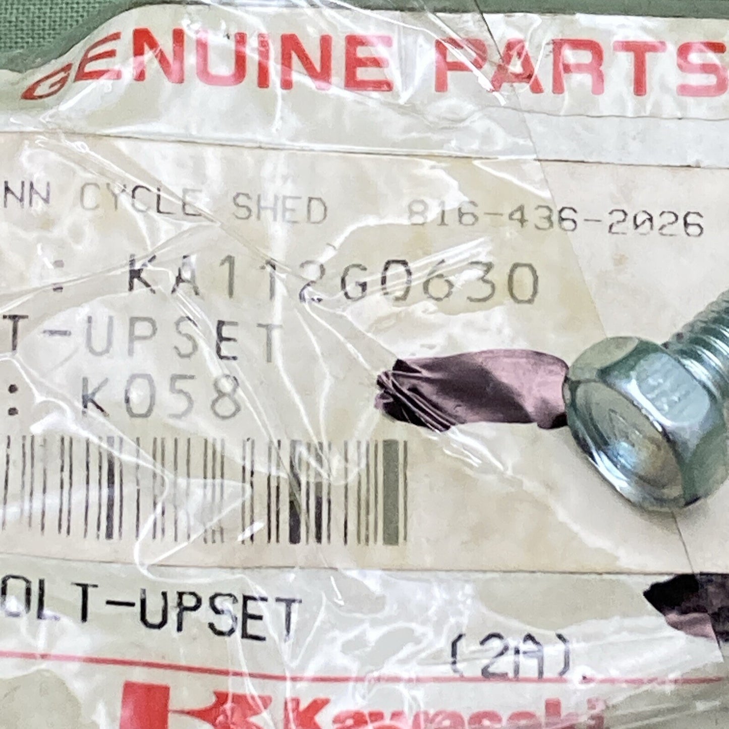 NEW GENUINE KAWASAKI 112G0630 FRONT HUB/BRAKE BOLT-UPSET