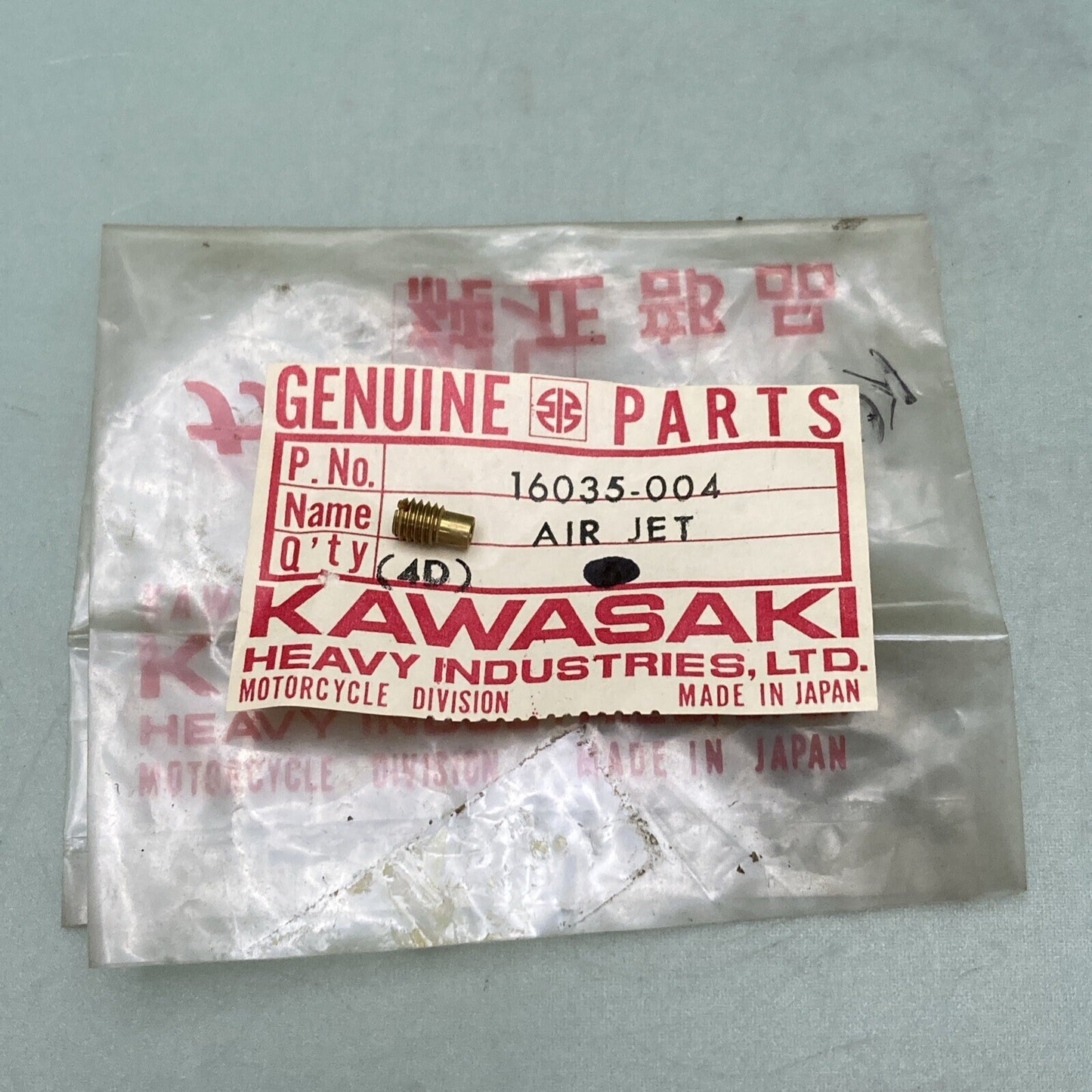 QTY 5 NEW GENUINE KAWASAKI 16035-004 AIR JET,#100 | ID NO. 746A,746B,746C