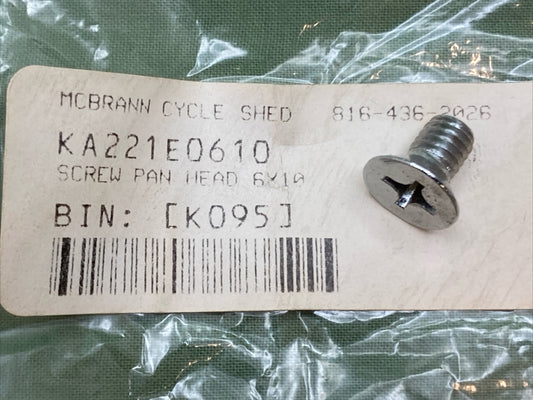 NEW REPLACES KAWASAKI 221E0610 SCREW PAN HEAD 6X10, AIR CLEANER