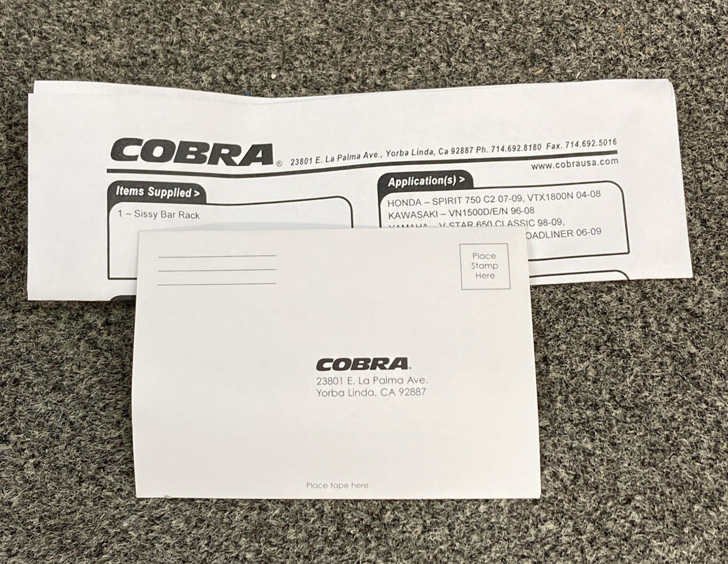 NEW COBRA 02-3502 SISSY BAR RACK TUBE #3