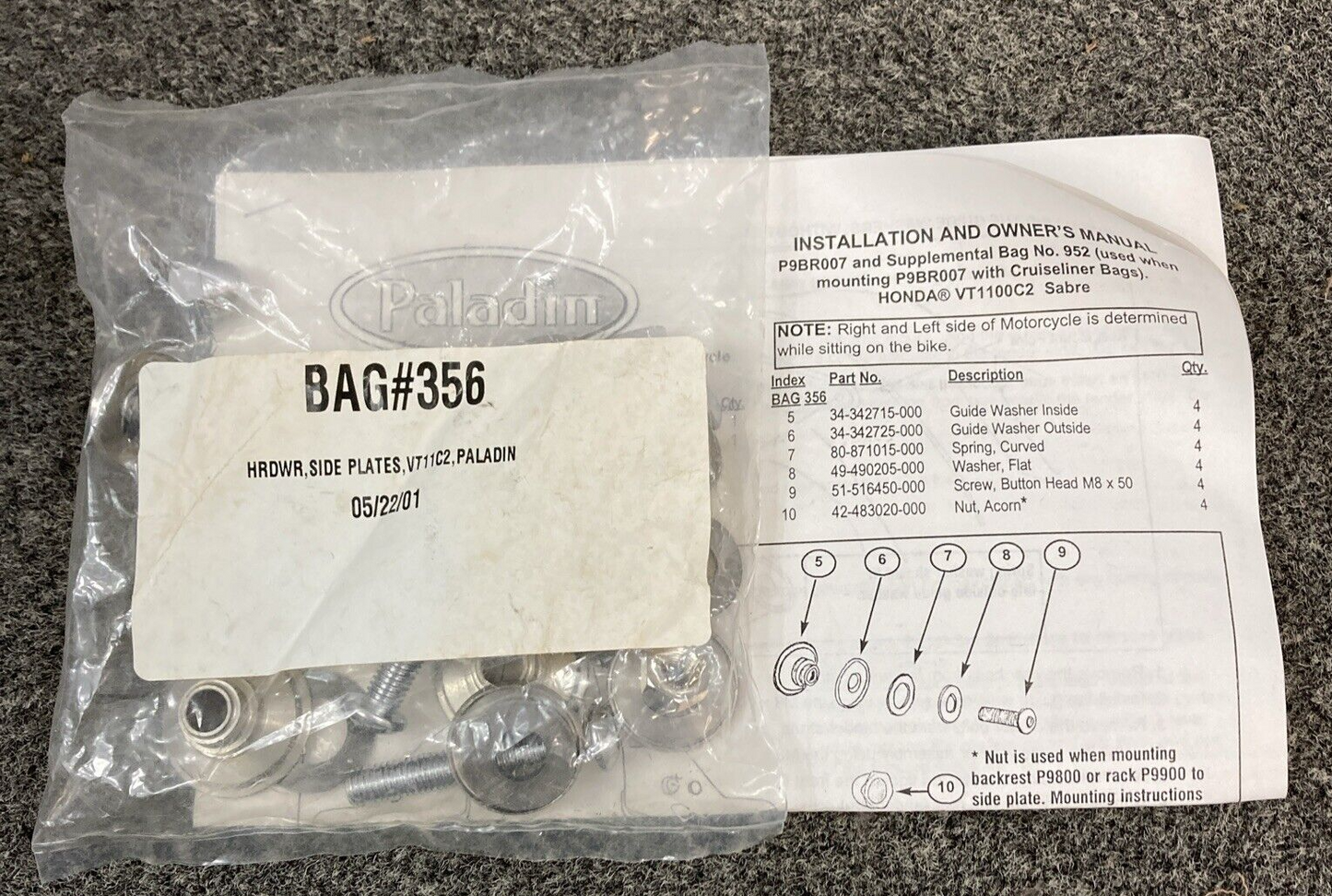 NEW NATIONAL CYCLE P9BR007 PALADIN BACKREST HARDWARE KIT