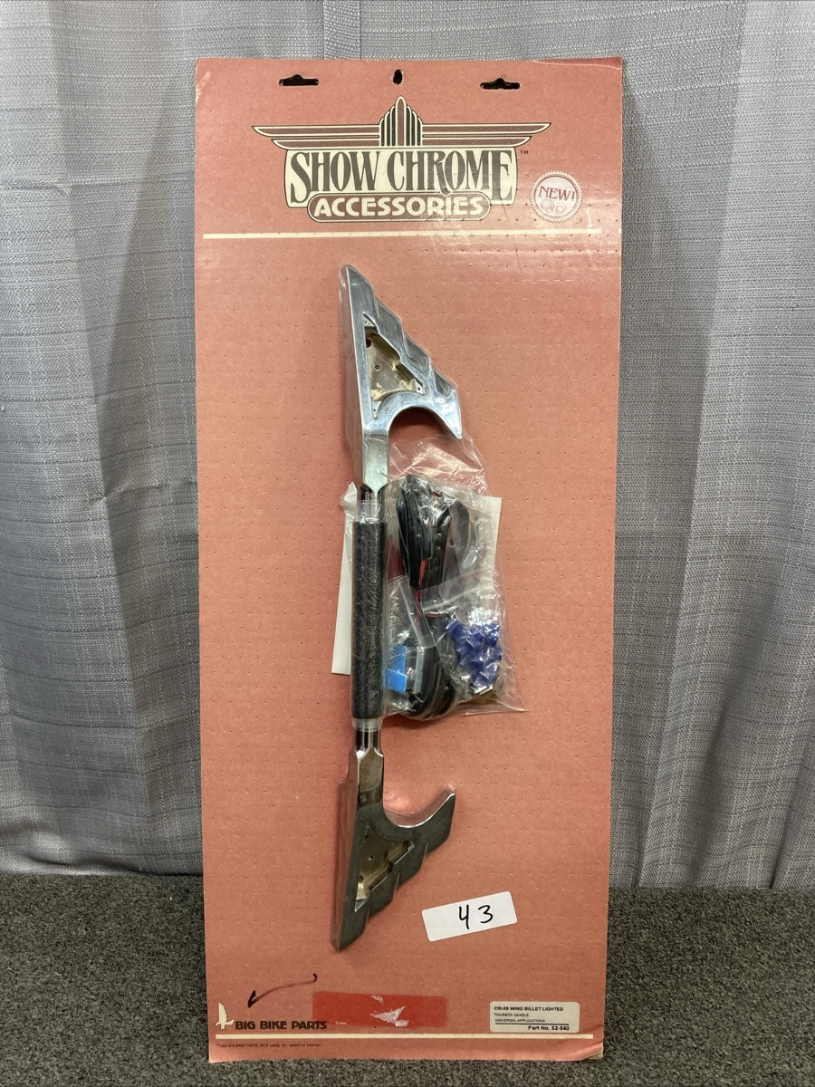 NEW SHOW CHROME 52-540 CRUIS WING BILLET LIGHTED TOURBOX HANDLE UNIVERSAL