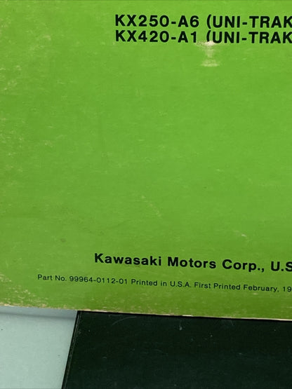 GENUINE KAWASAKI 99964-0112-01 KX250/420 ASSEMBLY AND PREPARATION MANUAL